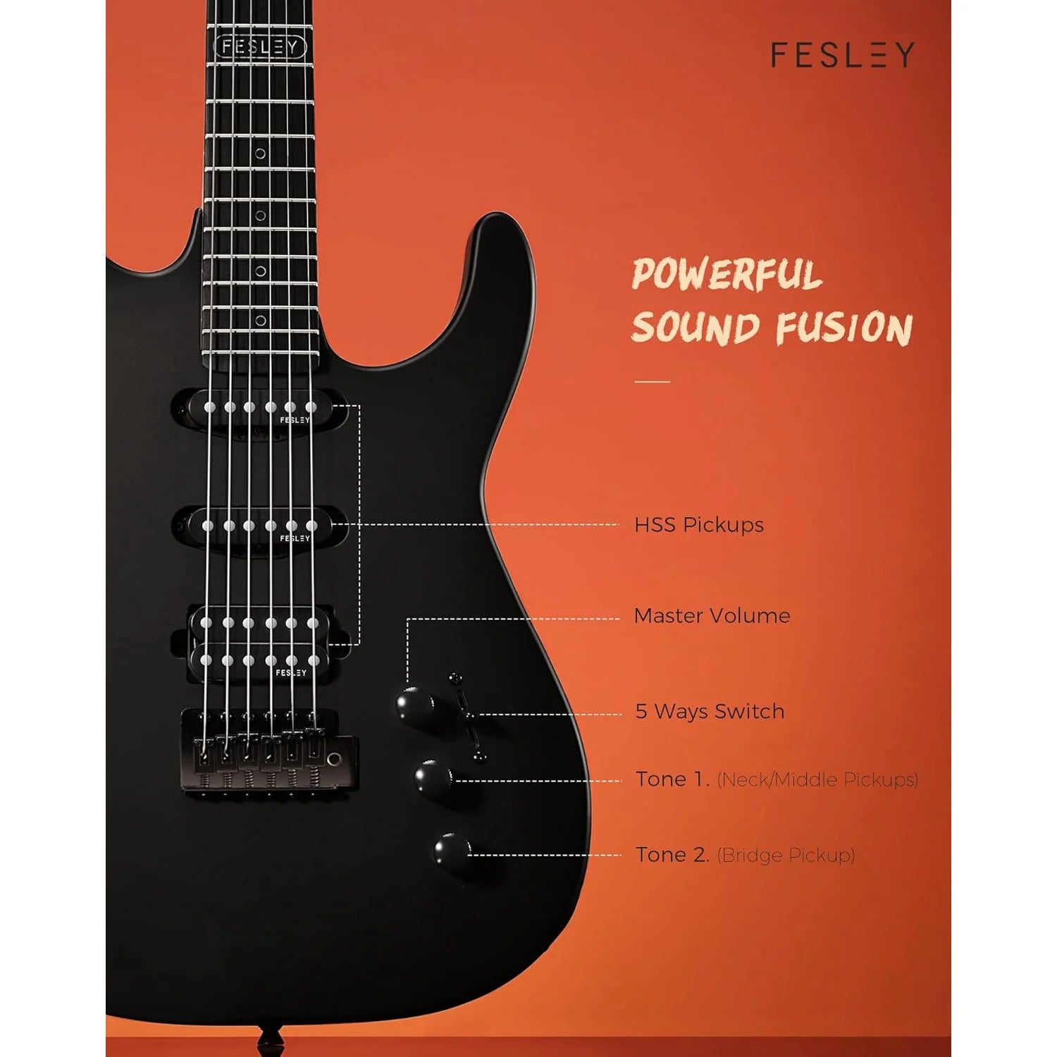 Đàn Guitar Điện Fesley FST400M HSS, Mixed Fingerboard