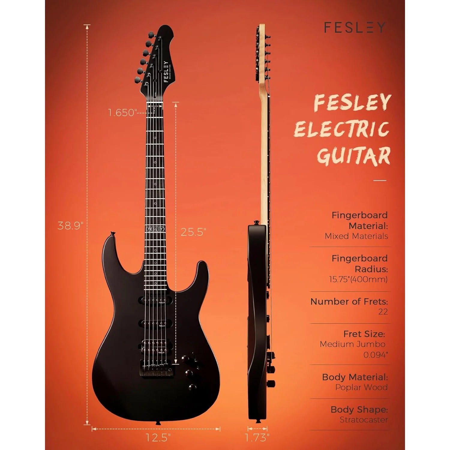 Đàn Guitar Điện Fesley FST400M HSS, Mixed Fingerboard