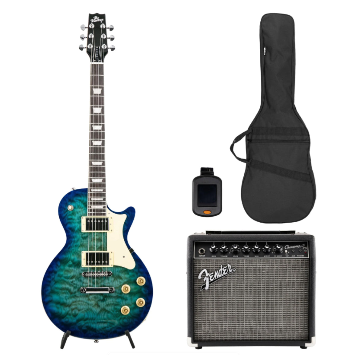 Heritage Ascent+ Collection H-150 Electric Guitar Bundle, Lake Blue Burst (VN Exclusive)