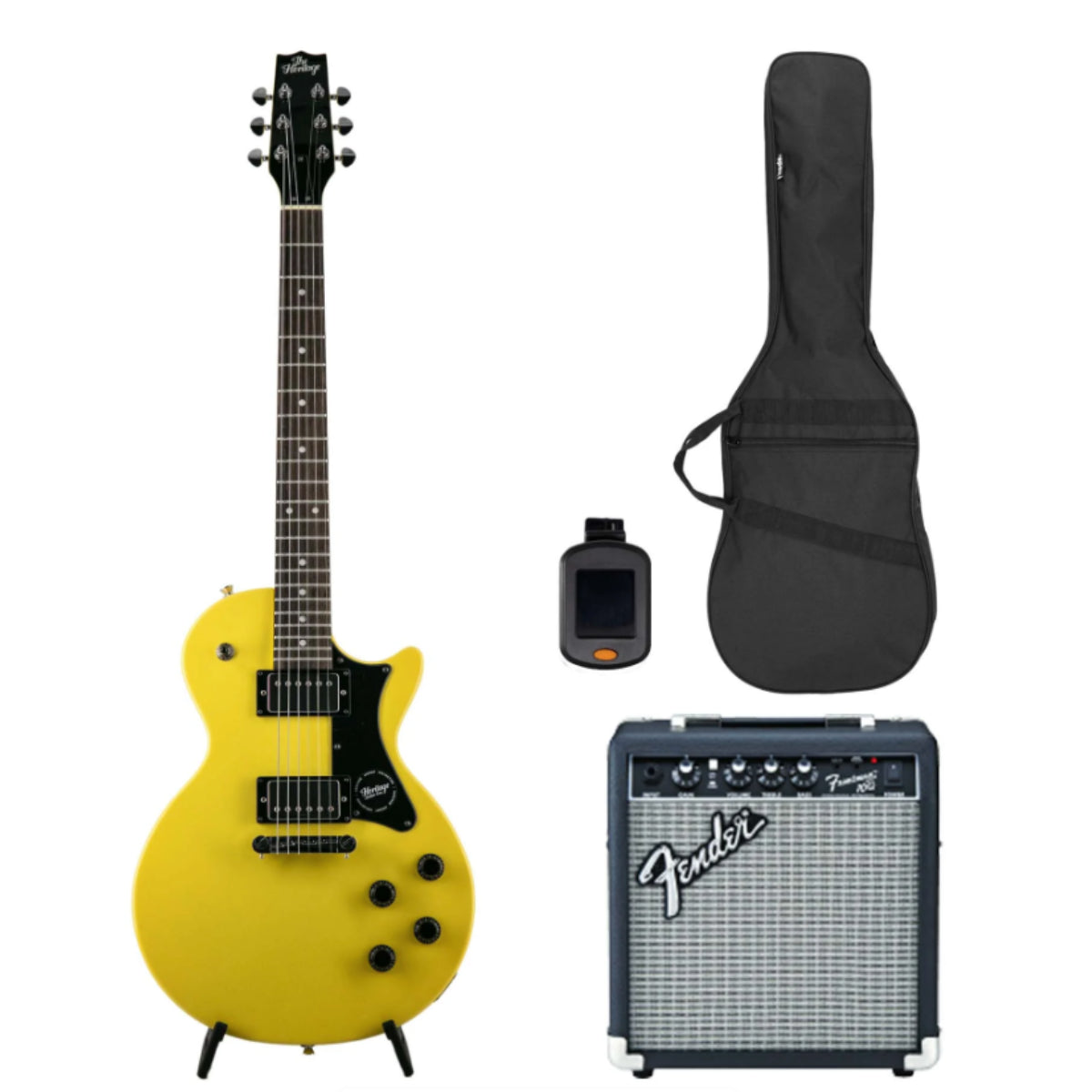 Heritage Ascent Collection H-137 Humbucker Electric Guitar Bundle, Marigold Yellow (VN Exclusive)