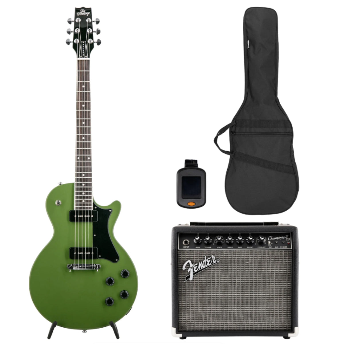 Đàn Guitar Điện Heritage Ascent+ Collection H-137 Electric Guitar Bundle, Olive Drab (VN Exclusive)