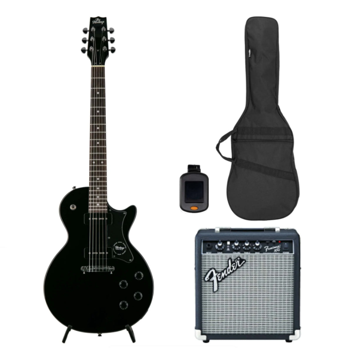 Heritage Ascent Collection H-137 P90 Electric Guitar Bundle, Black (VN Exclusive)