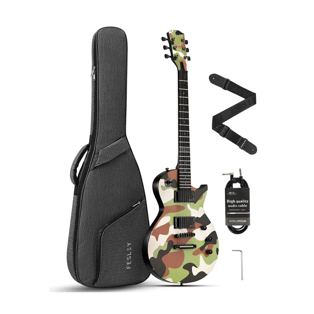 Đàn Guitar Điện Fesley FLP400 HH, Techwood Fingerboard, Camouflage