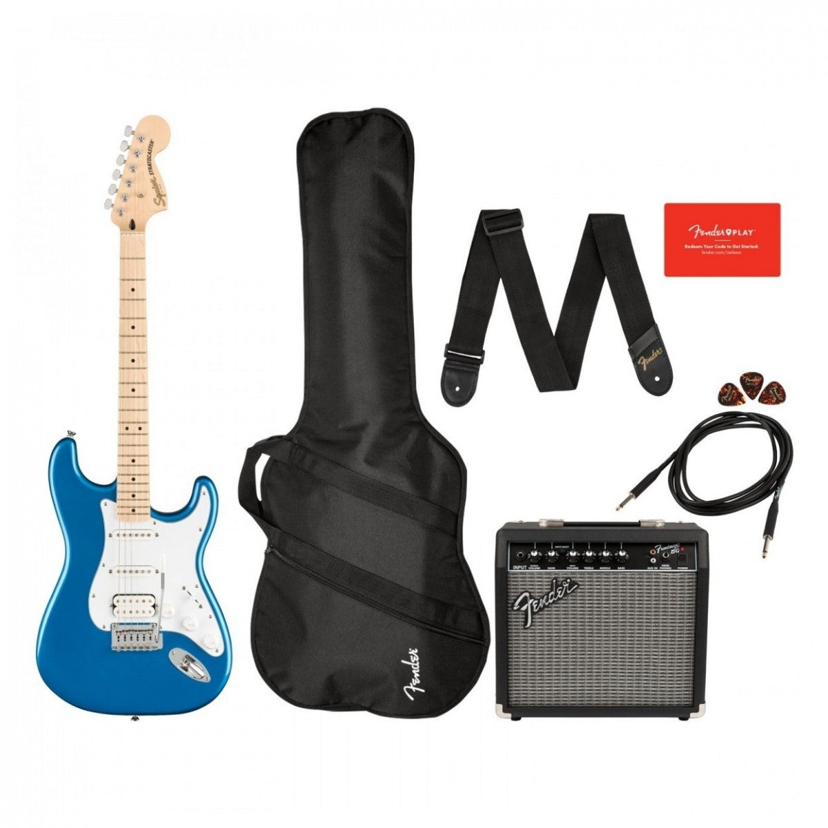 Đàn Guitar Điện Squier Affinity Stratocaster HSS Electric Guitar Pack, Maple Fingerboard, Lake Placid Blue #0372820002