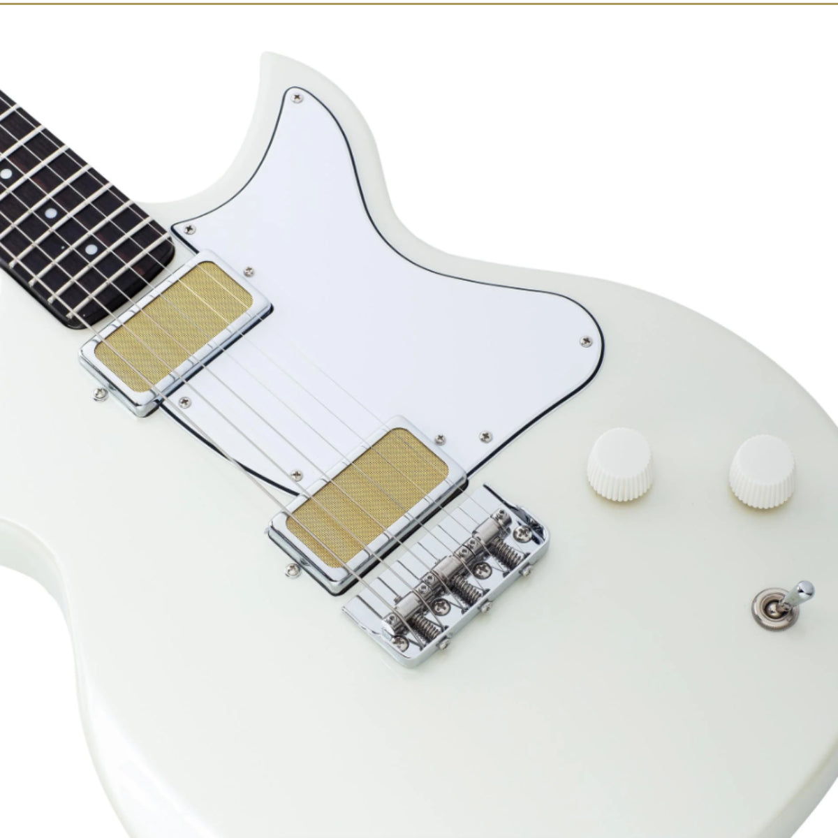 Đàn Guiar Điện Harmony Standard Rebel w/Case, RW FB, Pearl White