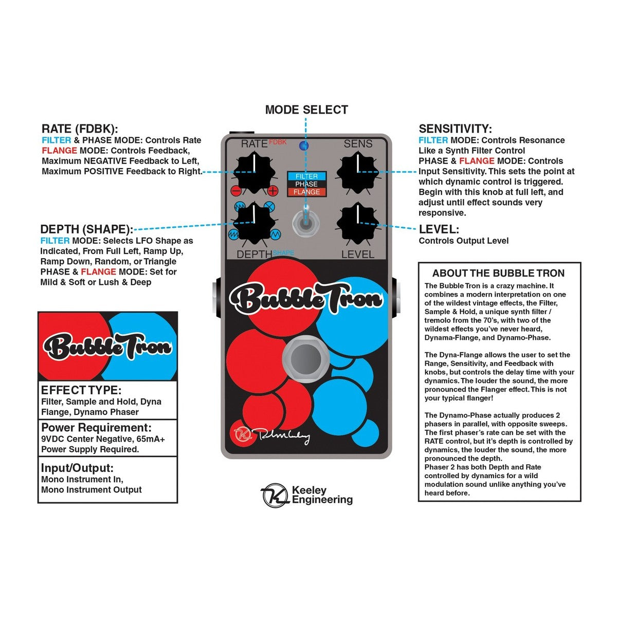 Flanger Pedal Guitar Keeley Bubbletron Dynamic