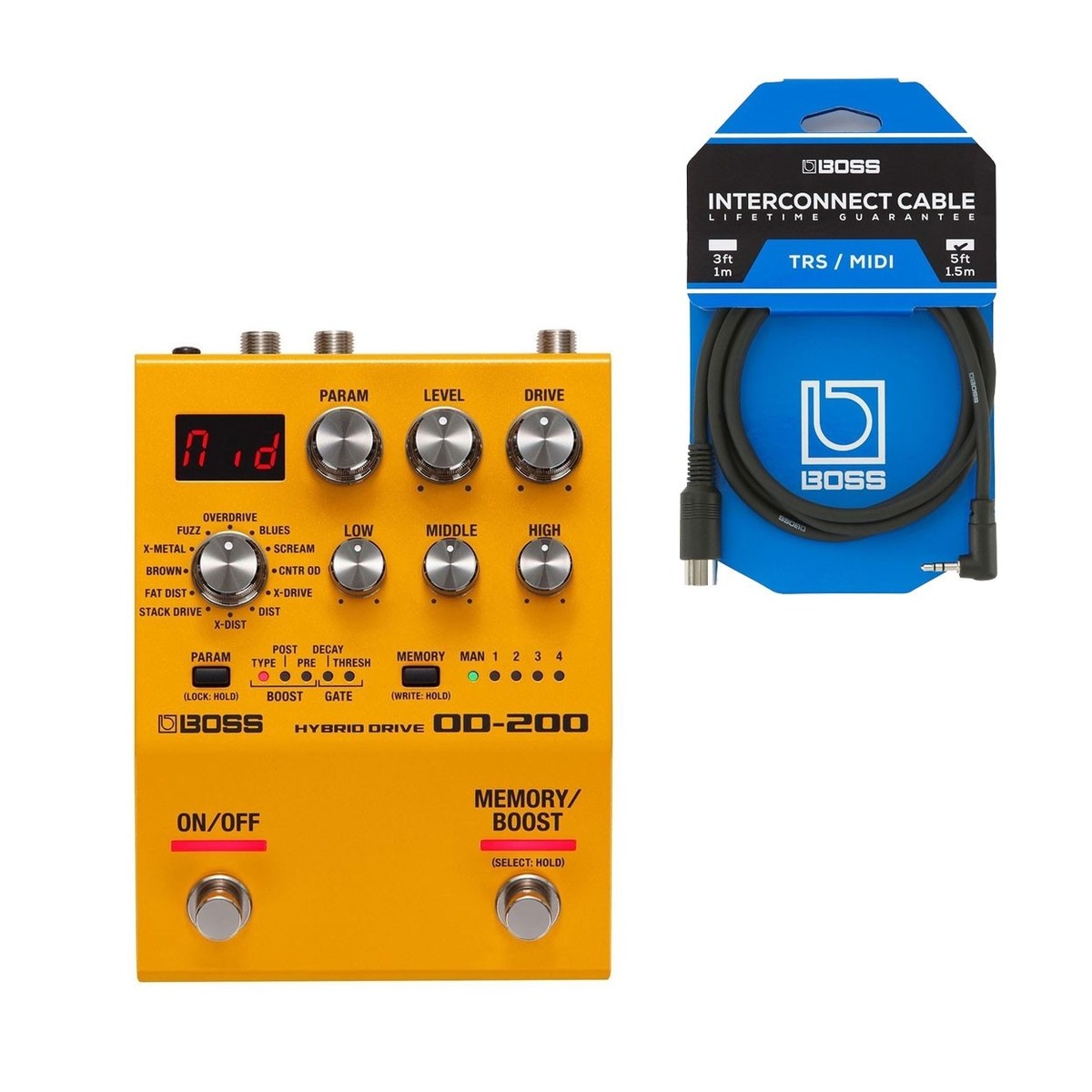 Overdrive Pedal Guitar Boss OD-200 Hybrid Drive