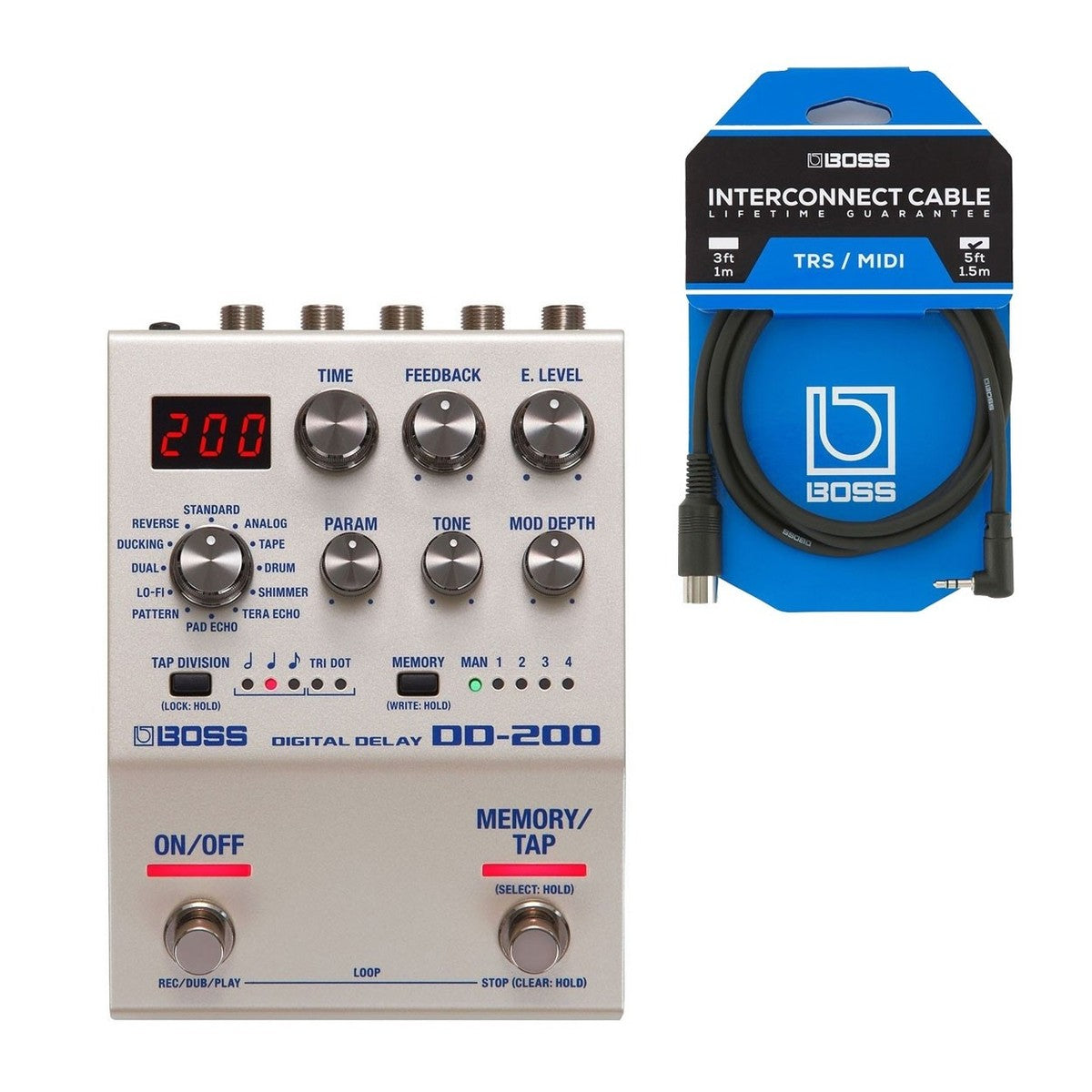 BOSS DD-200 Digital Delay Guitar Effects Pedal, Digital Pedal