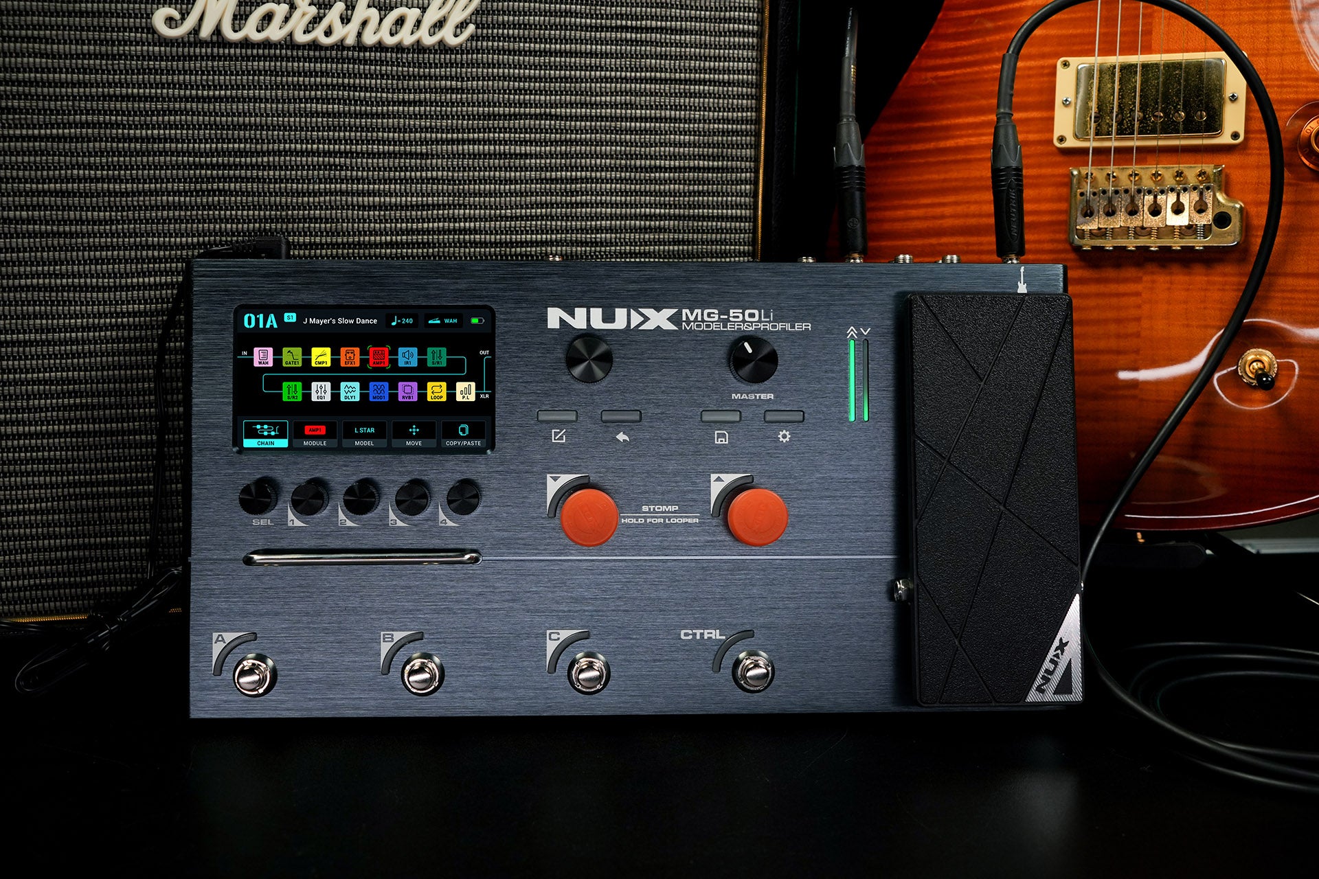Pedal Guitar Multi Effects Nux MG50Li, Gray