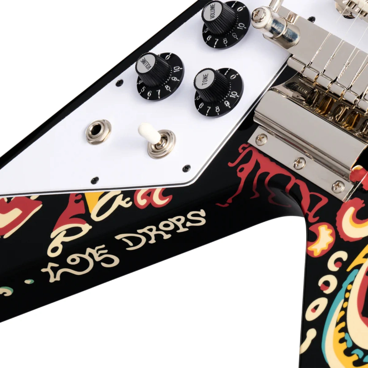 Đàn Guitar Điện Epiphone Inspired by Gibson Custom Jimi Hendrix Love Drops Flying V Left Handed, Ebony
