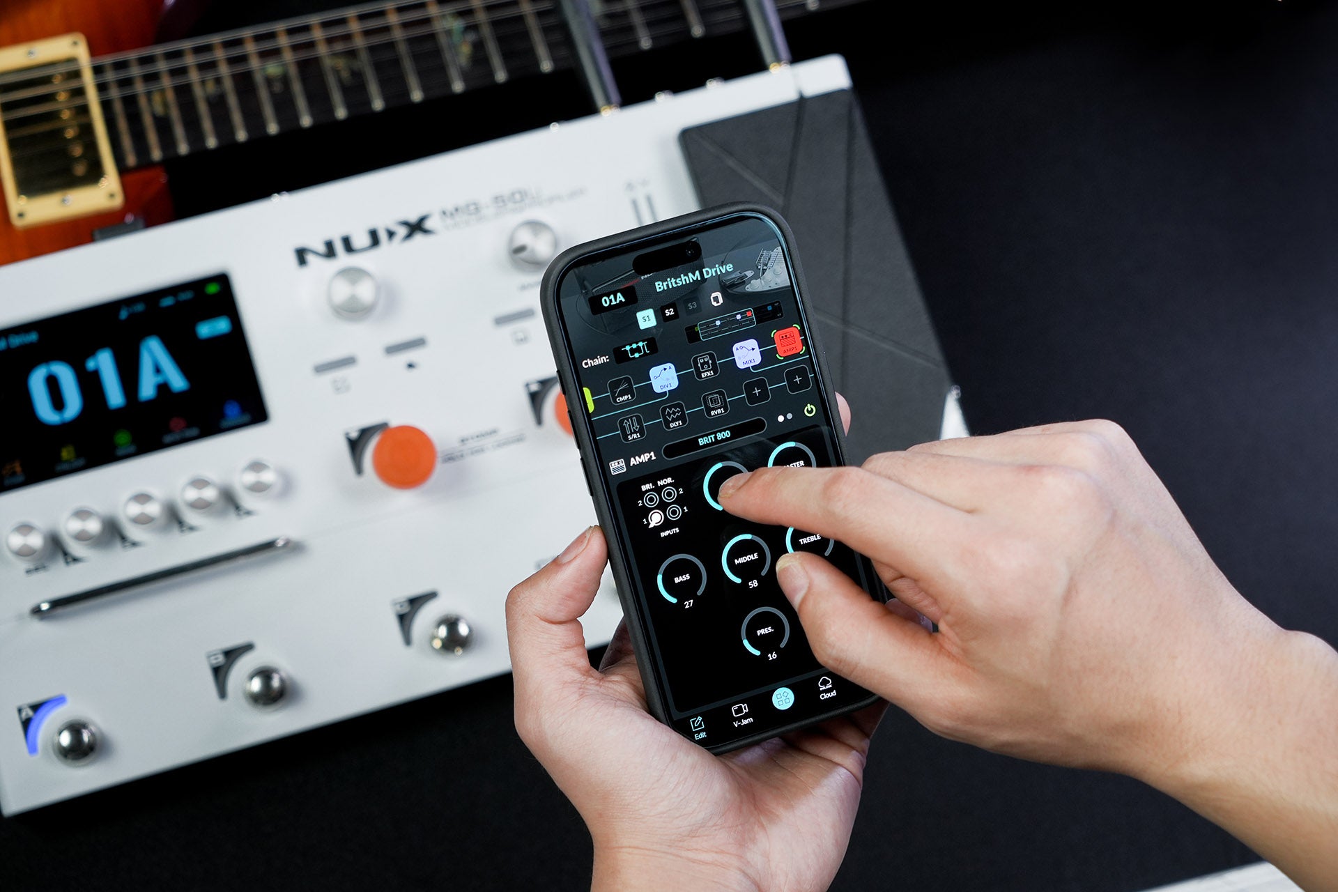 Pedal Guitar Multi Effects Nux MG50Li, Gray