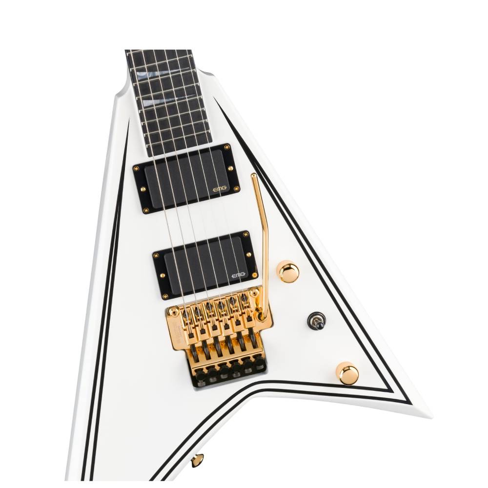Jackson MJ Series Rhoads RR24-MG, Electric Guitar, White with Black Pinstripes