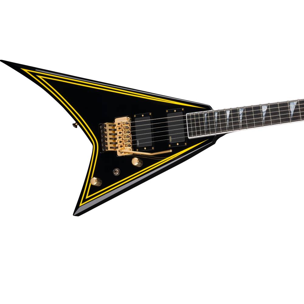 Jackson MJ Series Rhoads RR24-MG, Electric Guitar, Black with Yellow Pinstripes