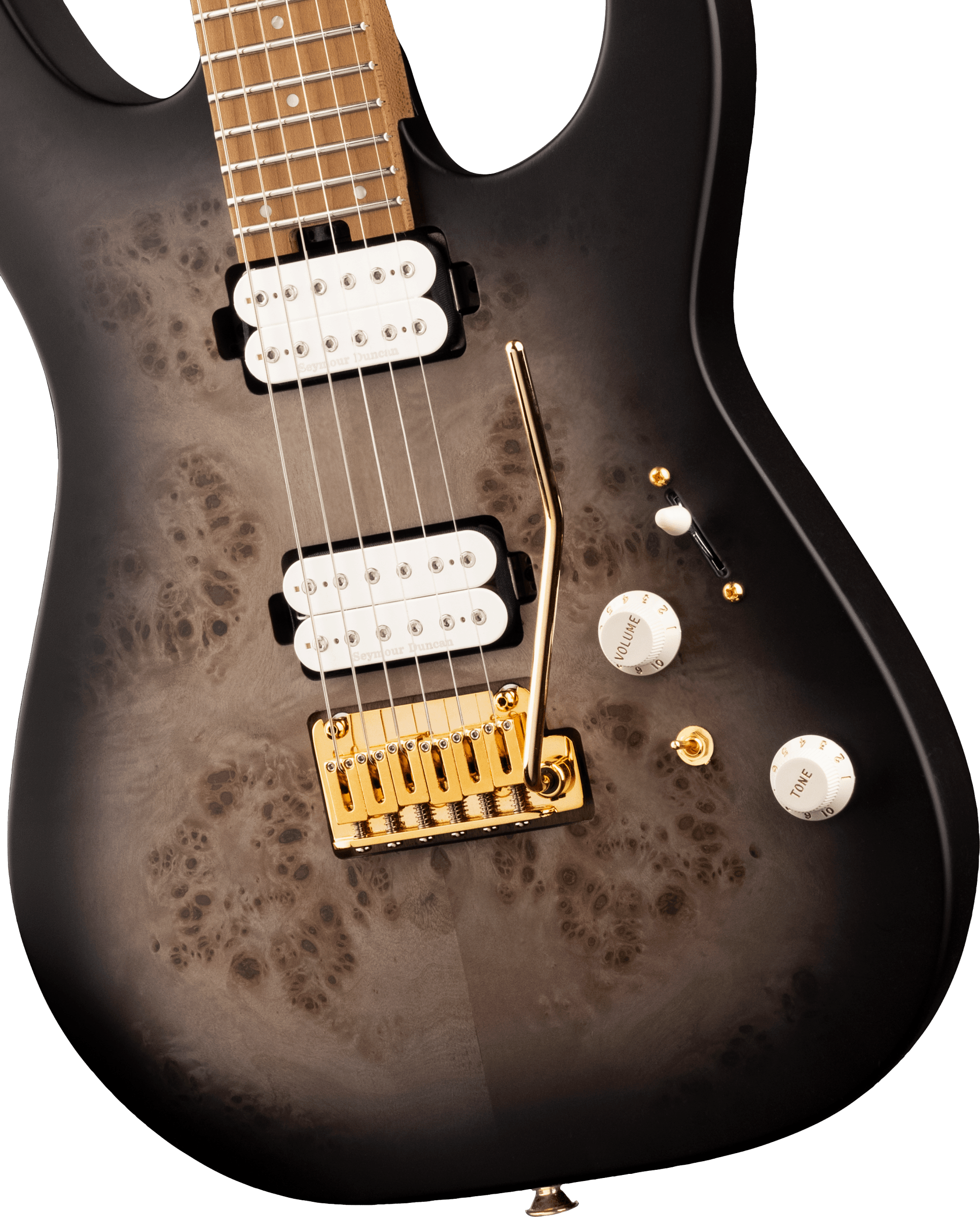 Đàn Guitar Điện Charvel Pro-Mod DK24 HH 2PT CM Poplar Burl, Maple Fingerboard, Transparent Black Burst