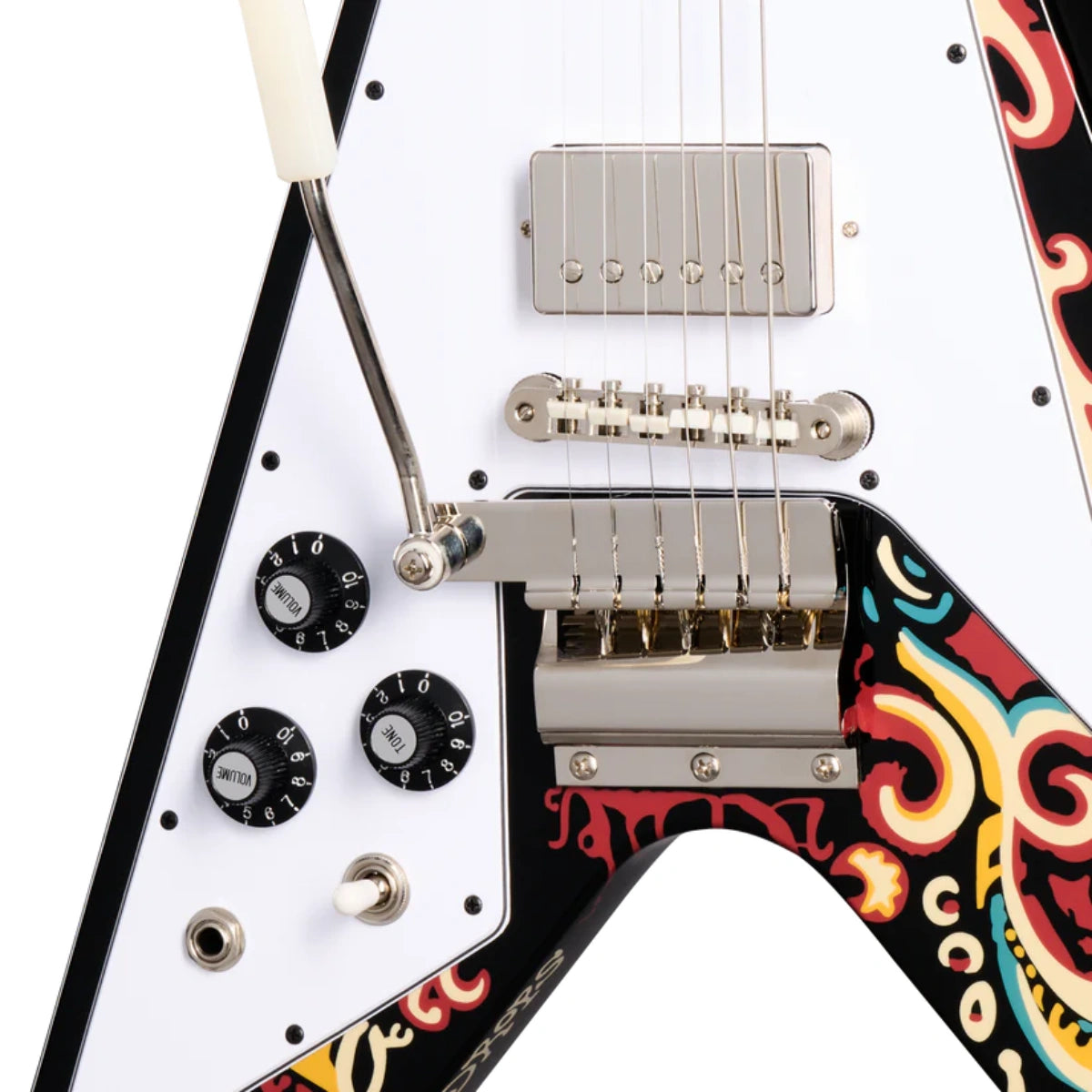 Đàn Guitar Điện Epiphone Inspired by Gibson Custom Jimi Hendrix Love Drops Flying V Left Handed, Ebony