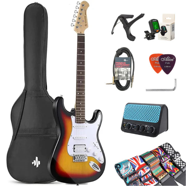 Đàn Guitar Điện Donner DST100 HSS Electric Guitar Combo, Purpleheart Fingerboard, Black
