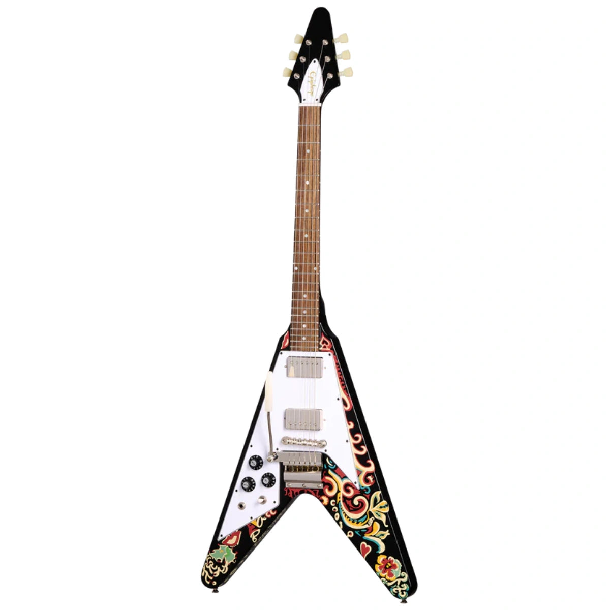 Đàn Guitar Điện Epiphone Inspired by Gibson Custom Jimi Hendrix Love Drops Flying V Left Handed, Ebony
