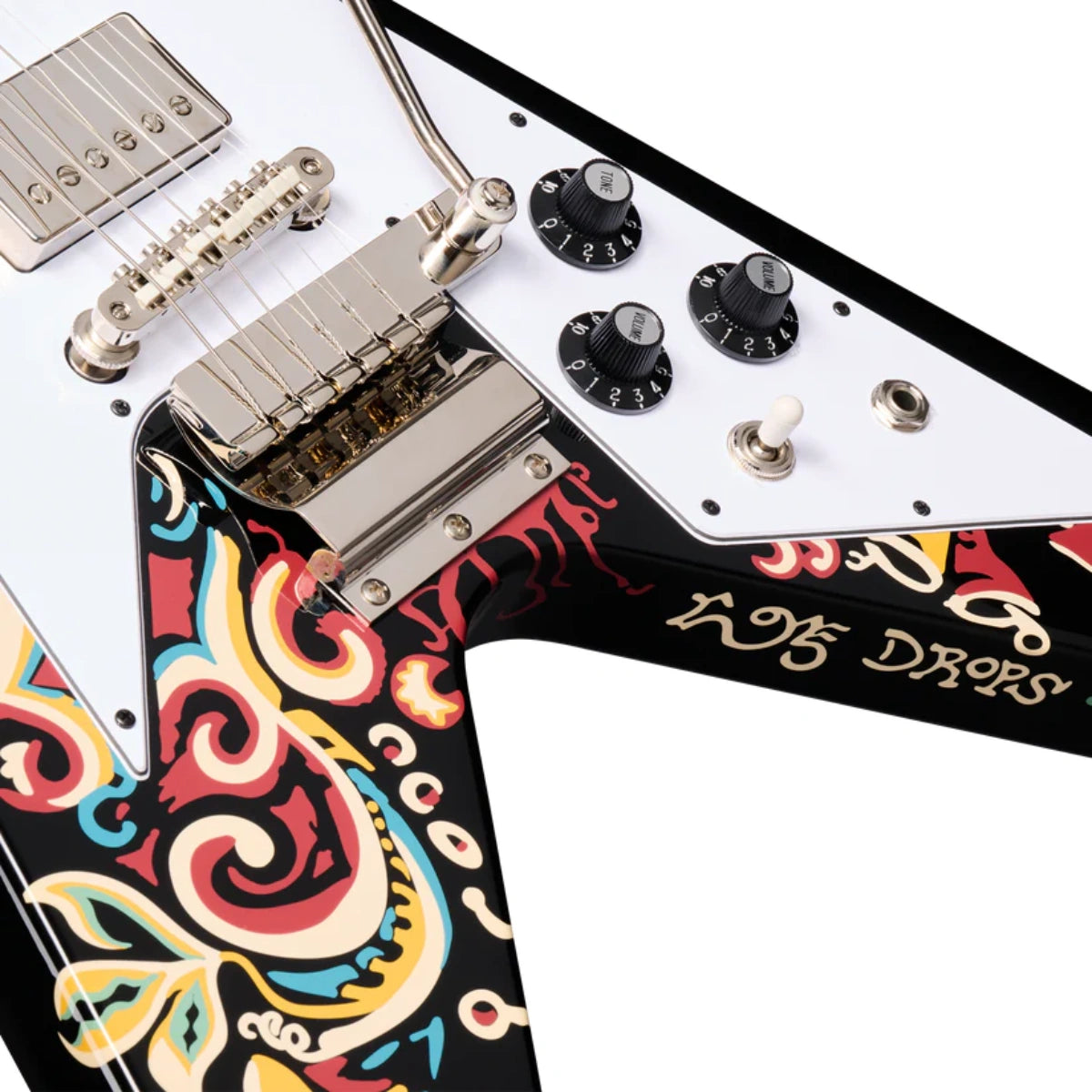 Đàn Guitar Điện Epiphone Jimi Hendrix Love Drops Flying V, Ebony