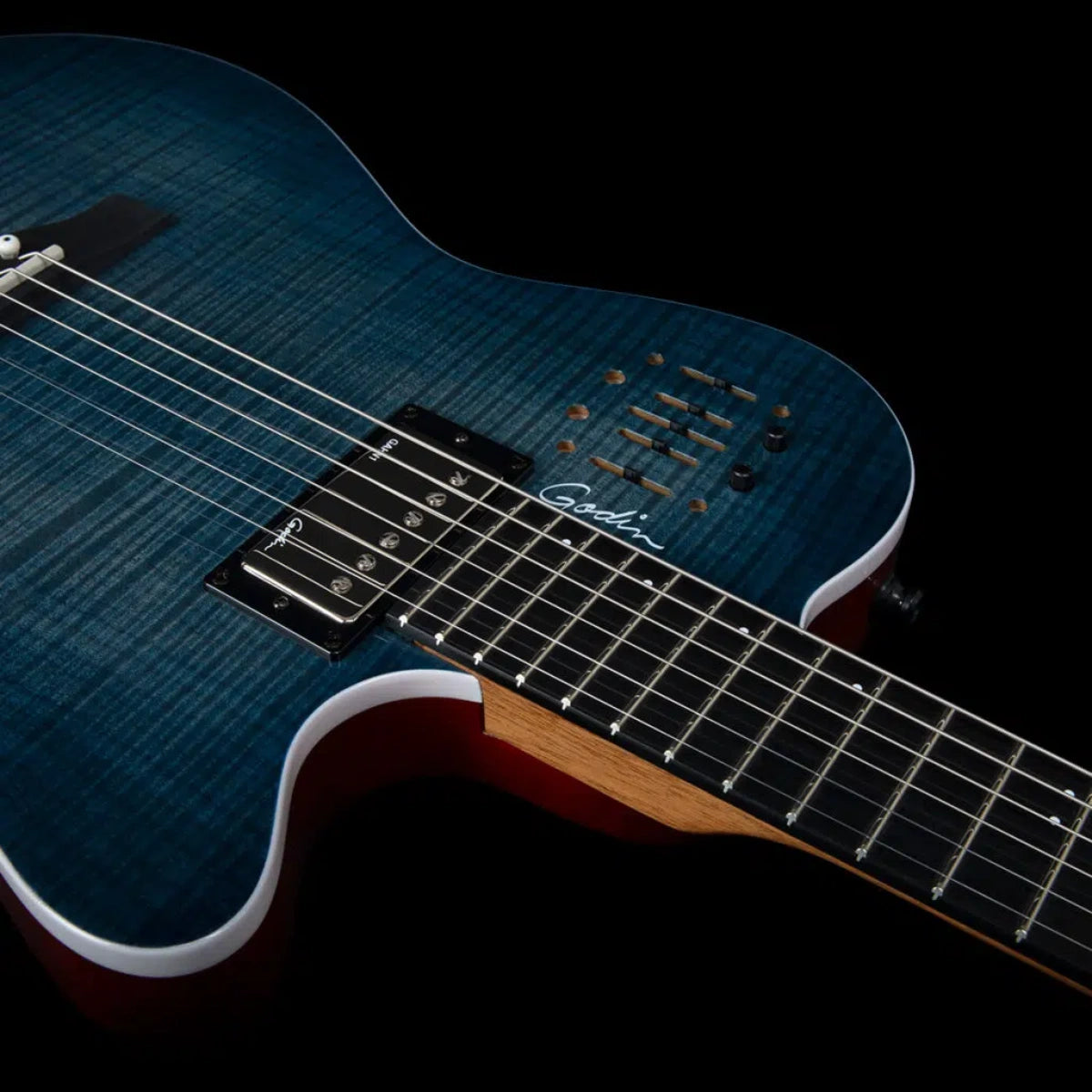 Đàn Guitar Điện Godin A6 ULTRA Denim, Blue Flame