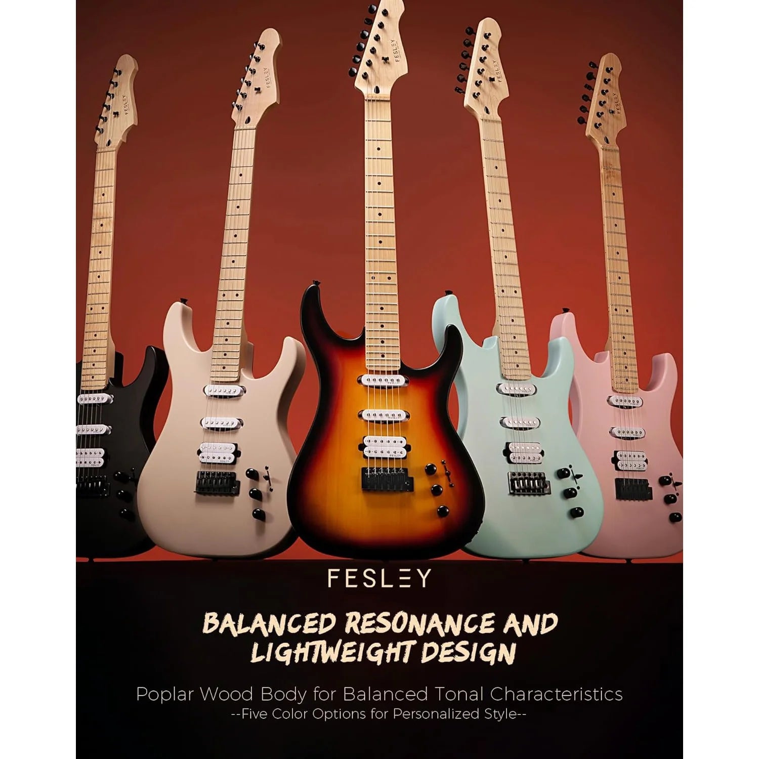 Đàn Guitar Điện Fesley FST350M HSS, Maple Fingerboard