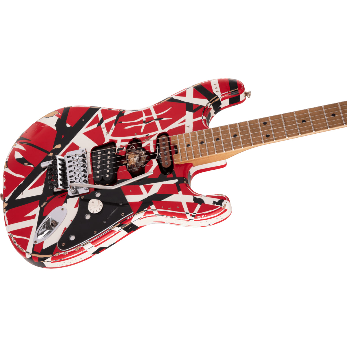 Đàn Guitar Điện EVH Striped Series Frankenstein Frankie, Red with Black Stripes Relic