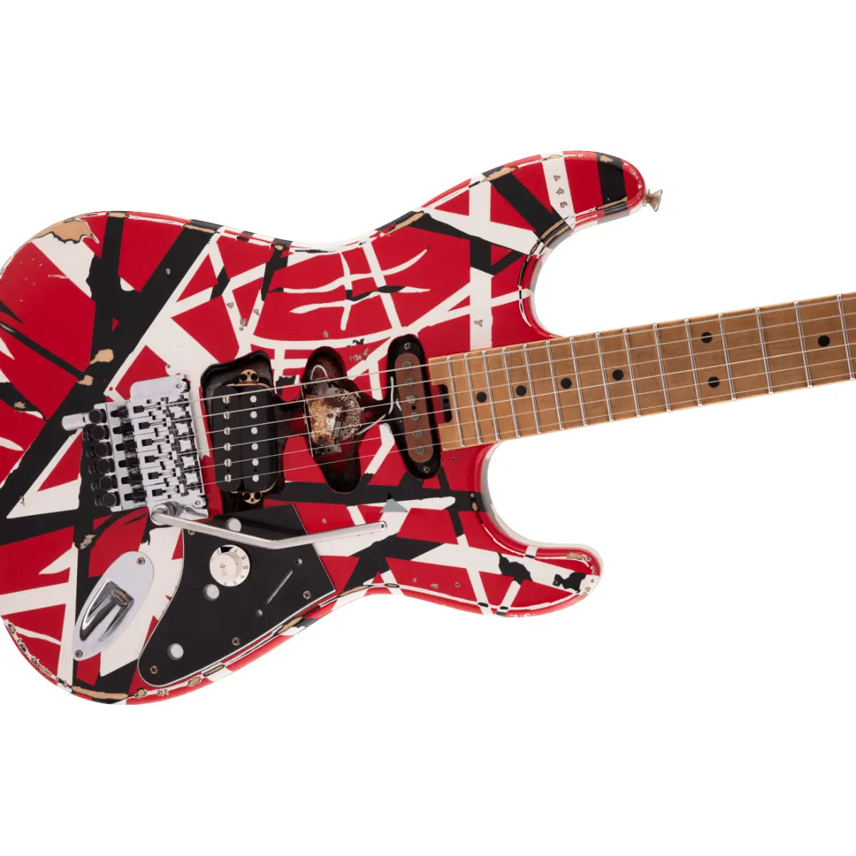 Đàn Guitar Điện EVH Striped Series Frankenstein Frankie Red with Black Stripes Relic