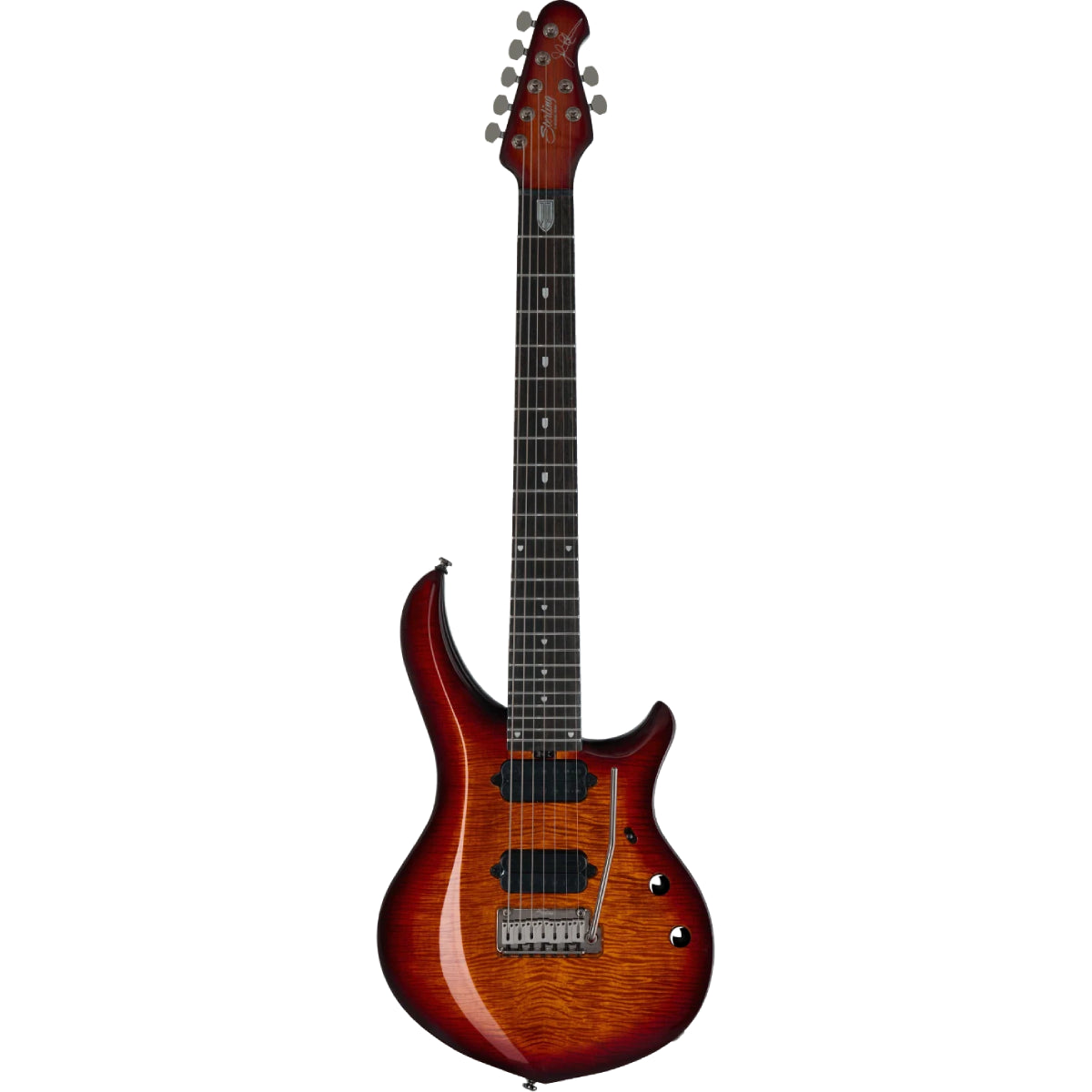 Đàn Guitar Điện Sterling by Music Man Majesty X DiMarzio 7 String, Blood Orange Burst Flame Top