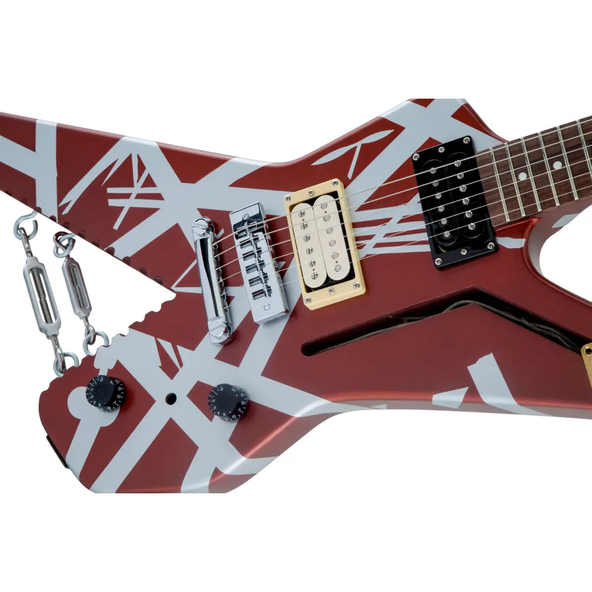 Đàn Guitar Điện EVH Striped Series Shark Burgundy w/ Silver Stripes