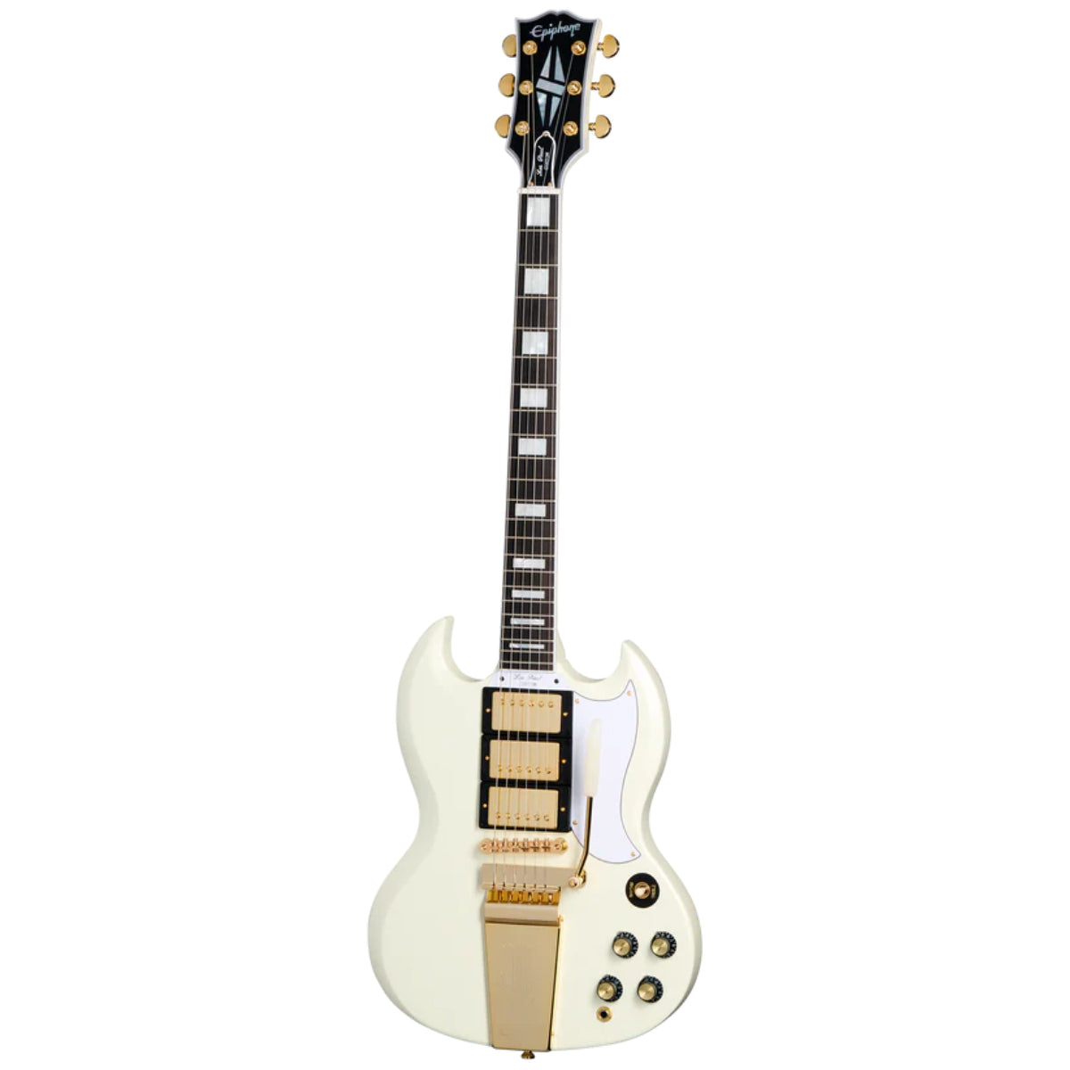 Đàn Guitar Điện Epiphone 1963 Les Paul SG Custom With Maestro Vibrola Classic White