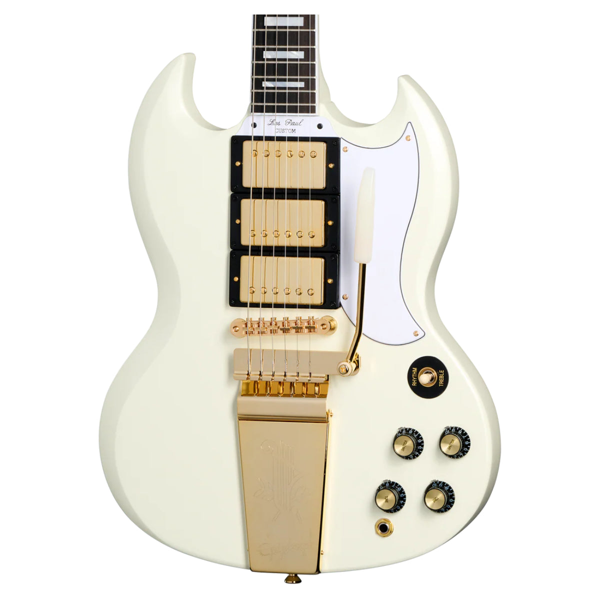 Đàn Guitar Điện Epiphone 1963 Les Paul SG Custom With Maestro Vibrola Classic White