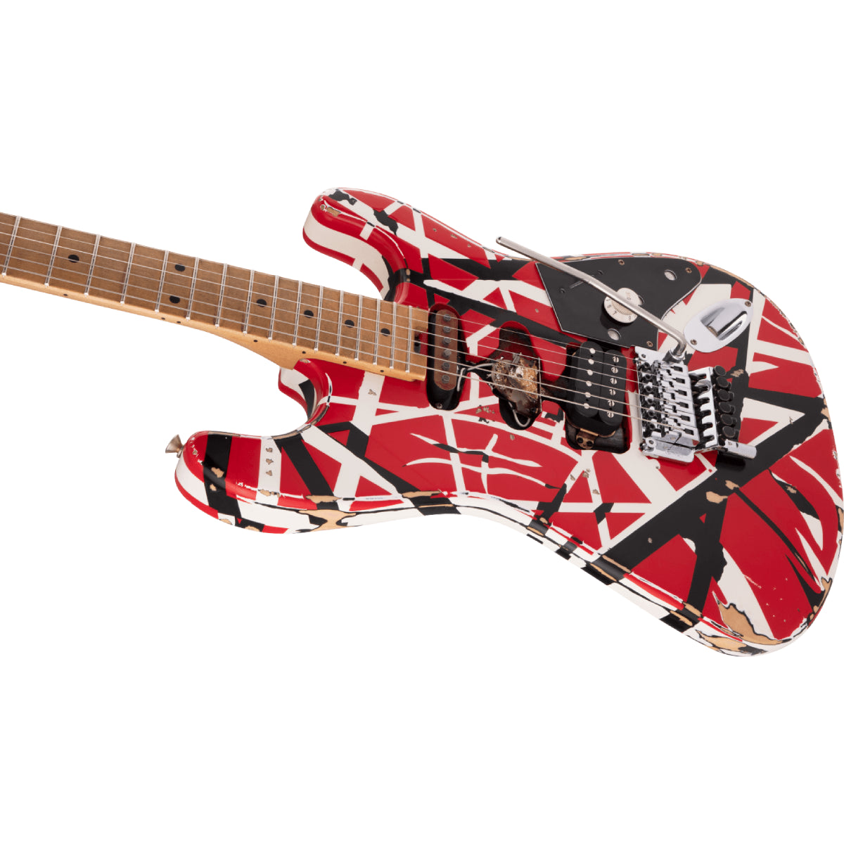 Đàn Guitar Điện EVH Striped Series Frankenstein Frankie, Red with Black Stripes Relic