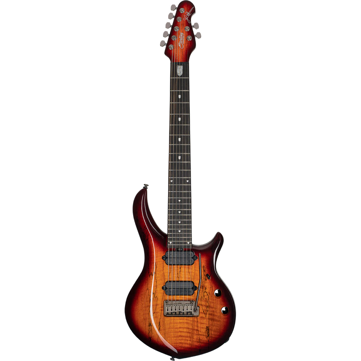 Đàn Guitar Điện Sterling by Music Man Majesty X DiMarzio 7 String, Blood Orange Burst Spalted Top