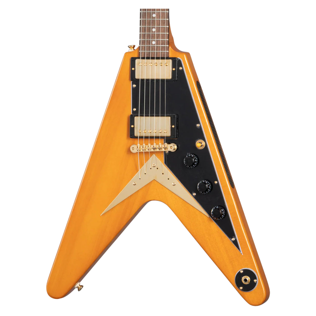 Đàn Guitar Điện Epiphone 1958 Korina Flying V Black Pickguard Aged Natural