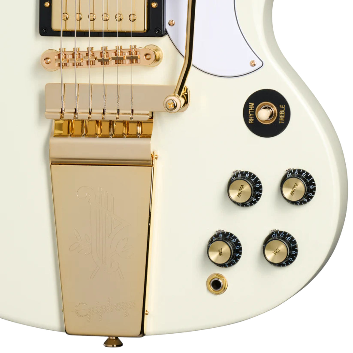 Đàn Guitar Điện Epiphone 1963 Les Paul SG Custom With Maestro Vibrola Classic White