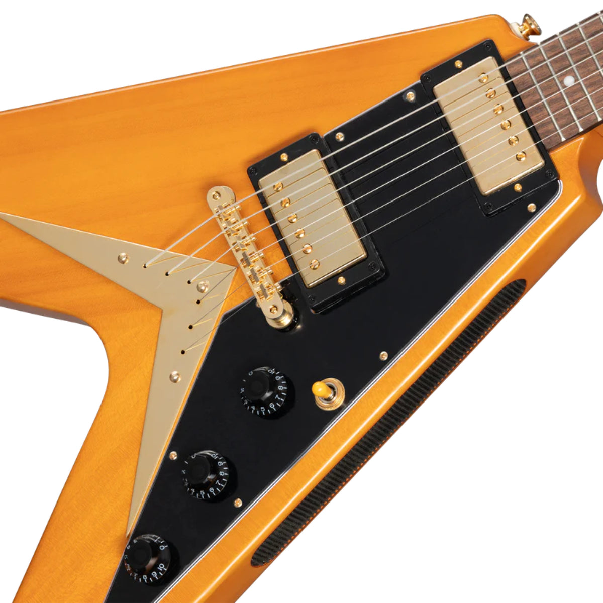 Đàn Guitar Điện Epiphone 1958 Korina Flying V Black Pickguard Aged Natural