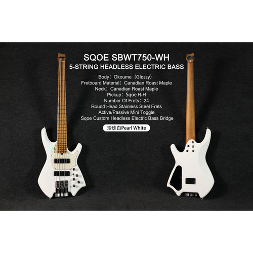Đàn Guitar Bass 5 Dây Sqoe SBWT750, Pearl White