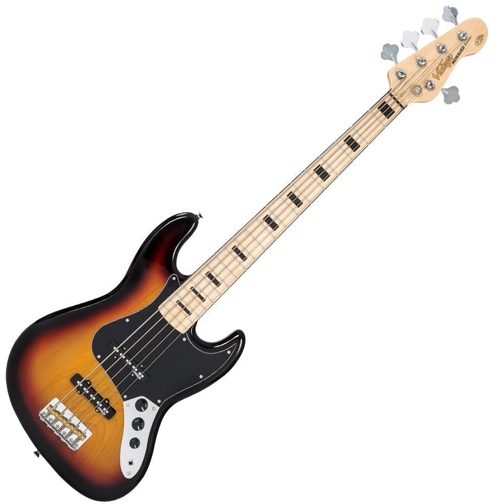 Đàn Guitar Bass 5 Dây Vintage VJ75 ReIssued Maple Fingerboard, Sunburst