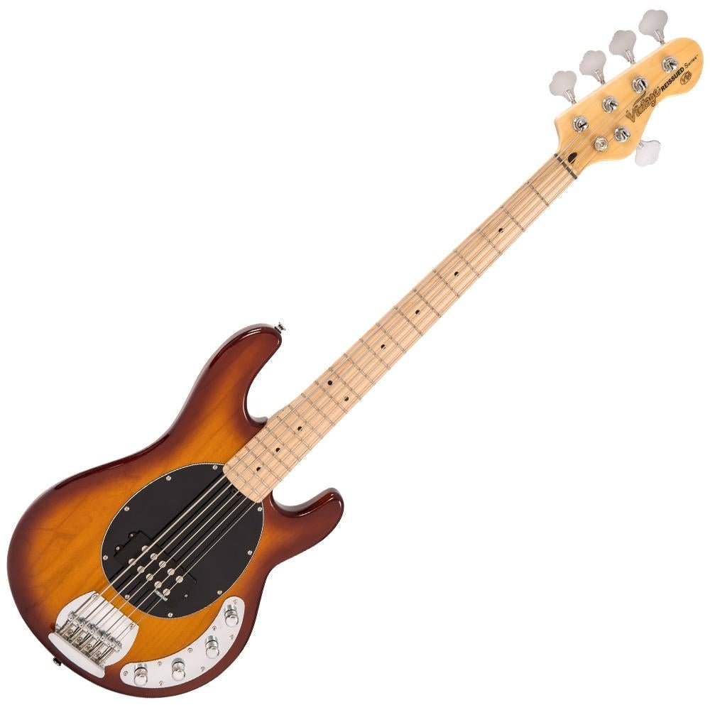 Đàn Guitar Bass 5  Vintage V96 Reissued Active Bass, Flamed Tobacco Sunburst