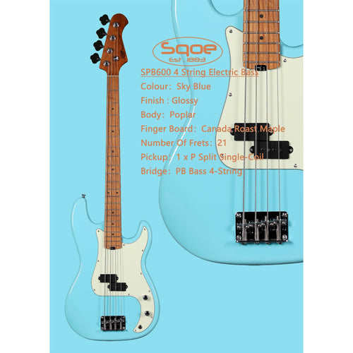 Đàn Guitar Bass Sqoe SPB600, Sky Blue