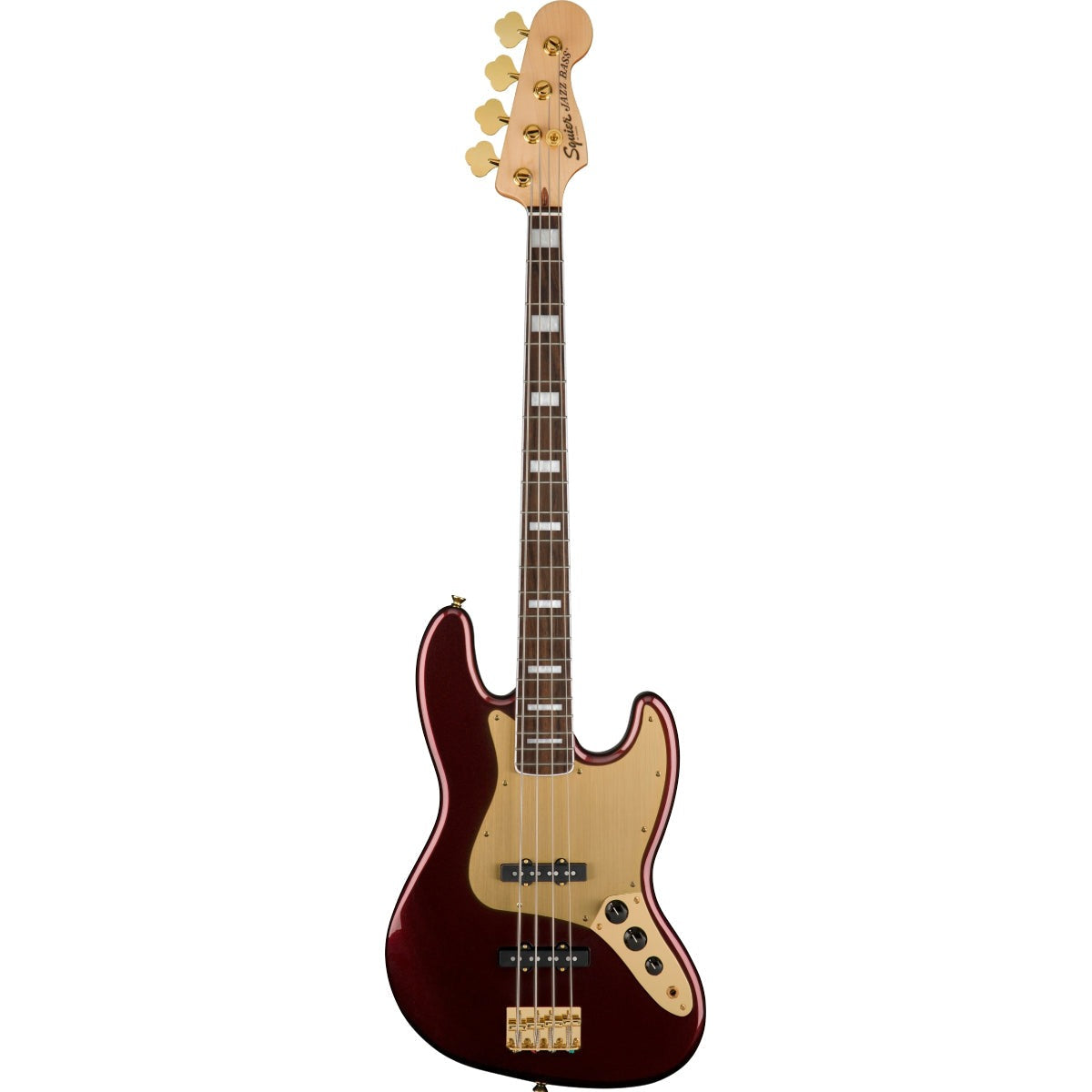 Đàn Guitar Bass Squier 40th Anniversary Jazz Bass Gold Edition, Ruby Red Metallic