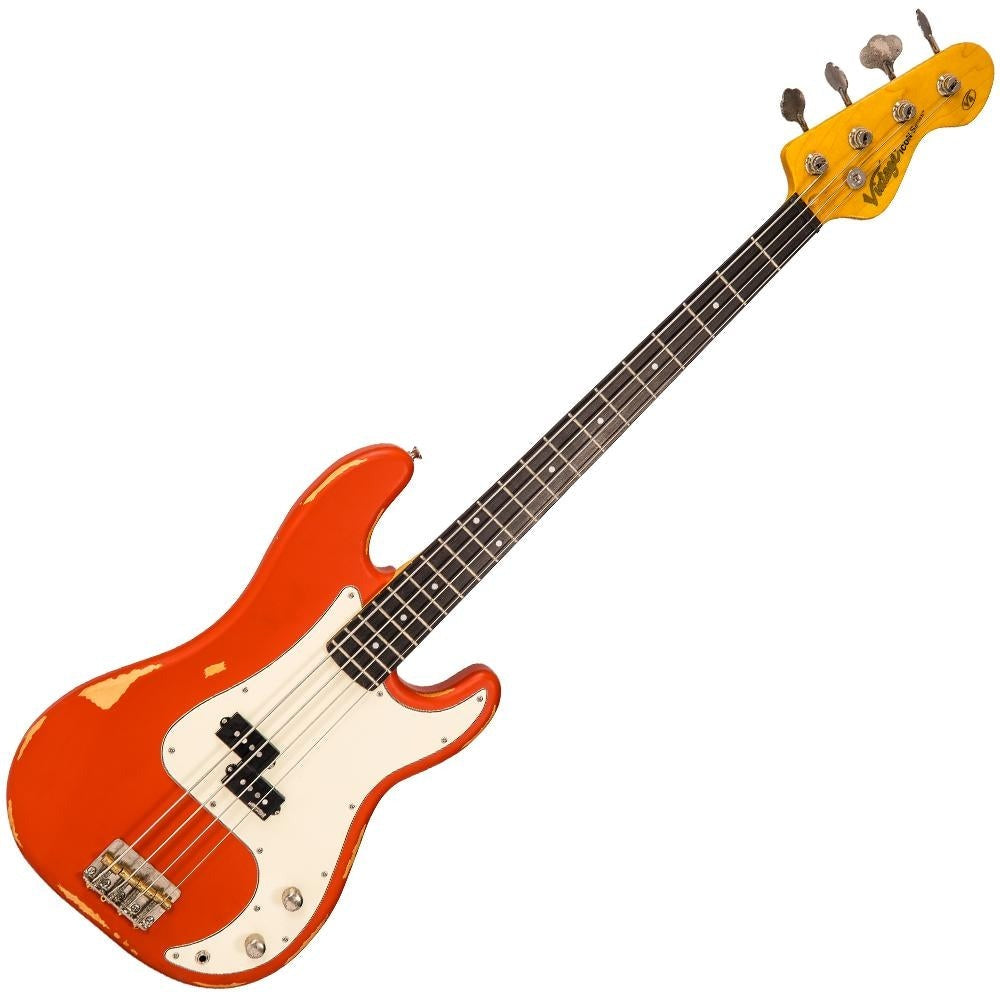 Đàn Guitar Bass Vintage V4 ICON, Distressed Firenza Red