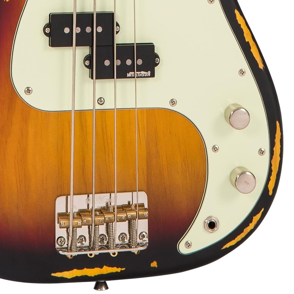Đàn Guitar Bass Vintage V4 ICON, Distressed Sunset Sunburst