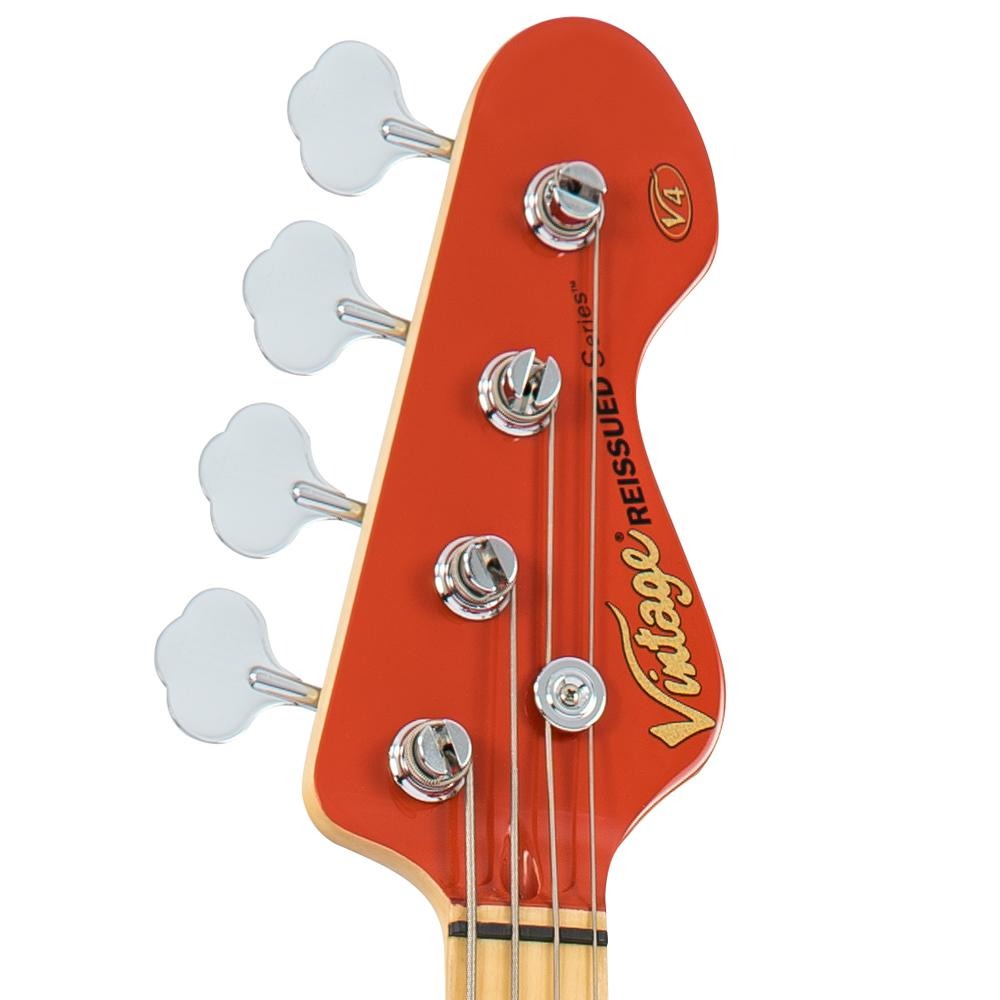 Đàn Guitar Bass Vintage V4 Reissued Maple Fingerboard, Firenza Red