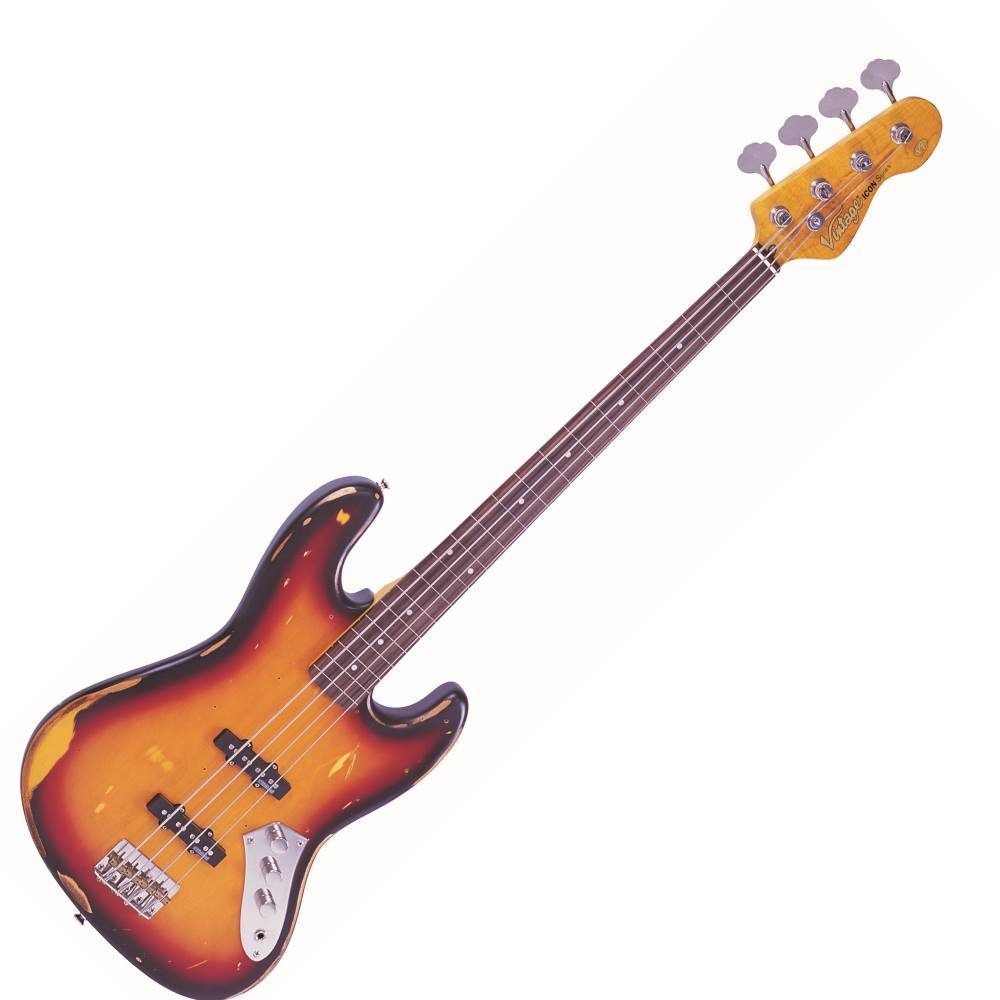 Đàn Guitar Bass Vintage V74 ICON Fretless Bass, Sunset Sunburst
