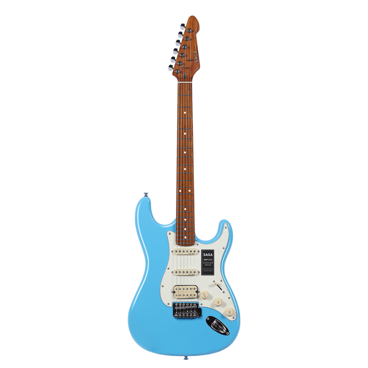 Đàn Guitar Điện Saga Dazzles Series SMF1314 HSS, Roasted Maple Fingerboard, Blue