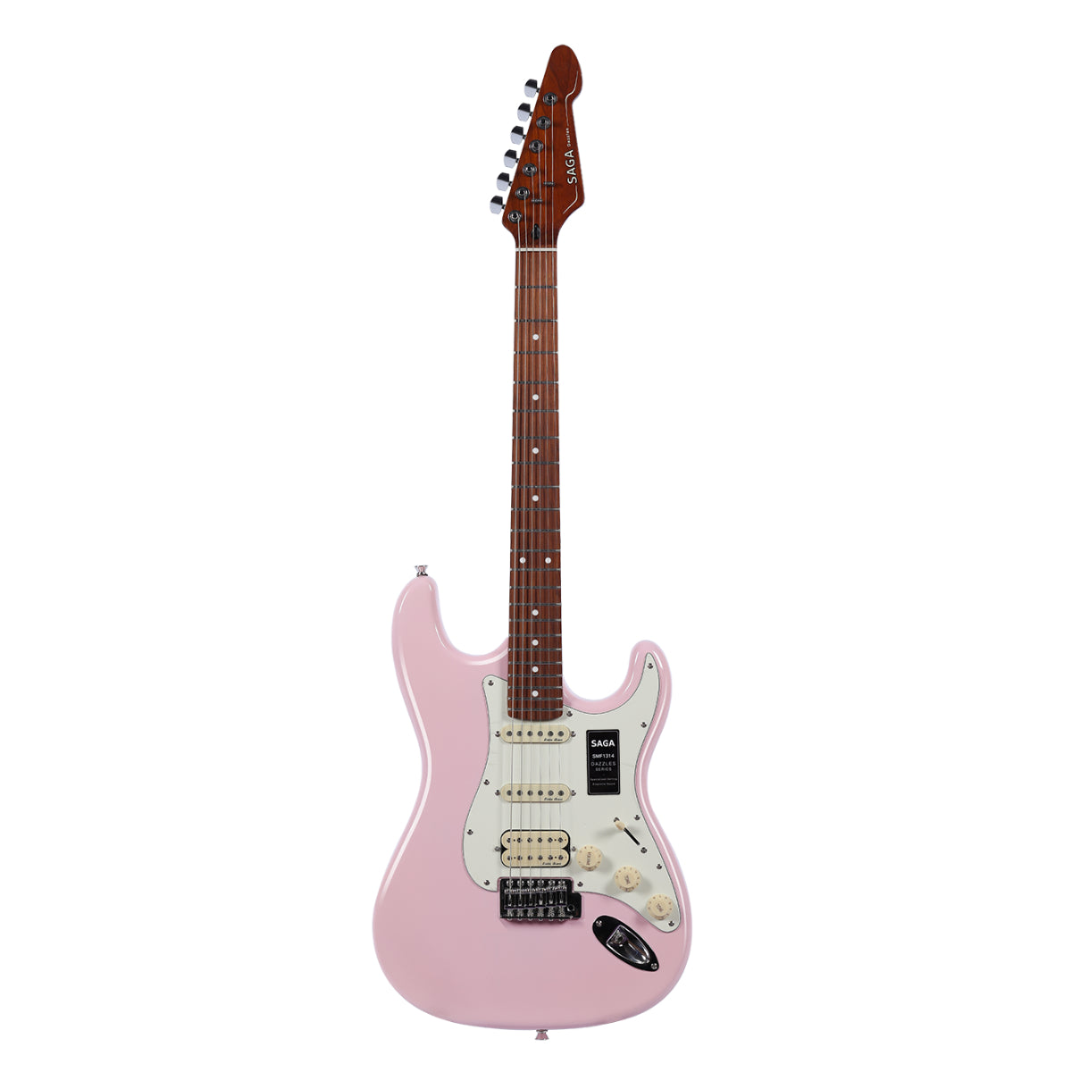 Đàn Guitar Điện Saga Dazzles Series SMF1314 HSS, Roasted Maple Fingerboard, Pink