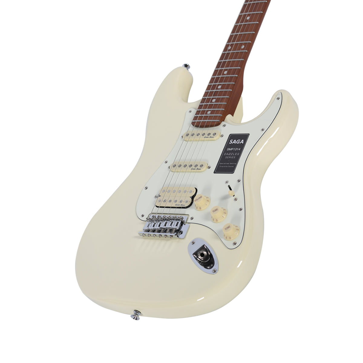 Đàn Guitar Điện Saga Dazzles Series SMF1314 HSS, Roasted Maple Fingerboard, White