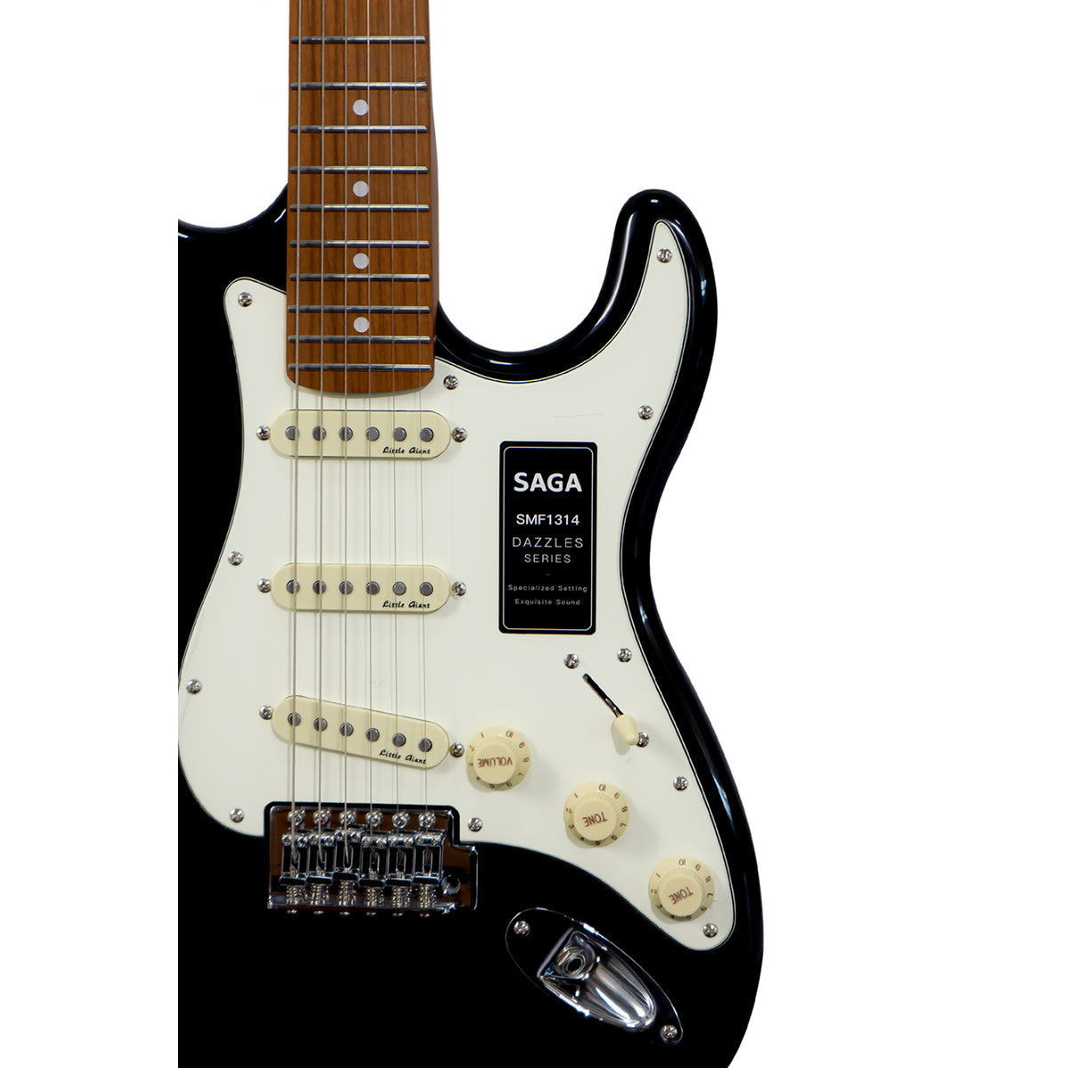 Đàn Guitar Điện Saga Dazzles Series SMF1314 SSS, Roasted Maple Fingerboard, Black