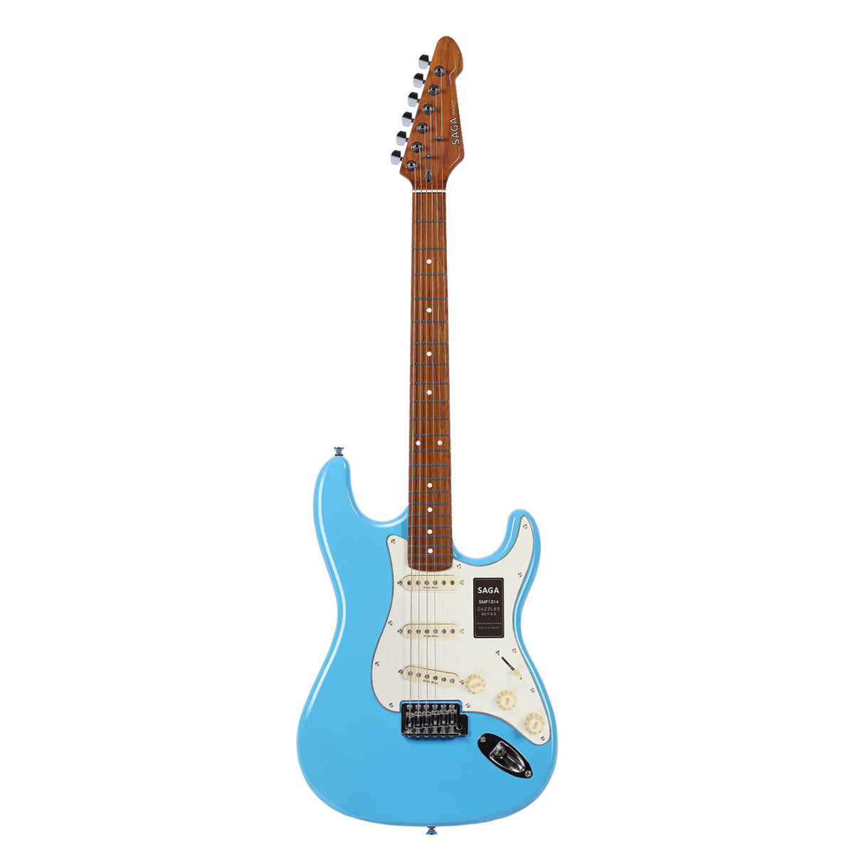 Đàn Guitar Điện Saga Dazzles Series SMF1314 SSS, Roasted Maple Fingerboard, Blue