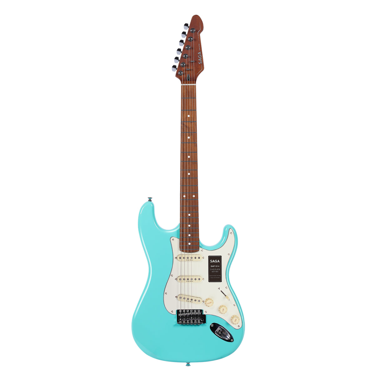 Đàn Guitar Điện Saga Dazzles Series SMF1314 SSS, Roasted Maple Fingerboard, Green